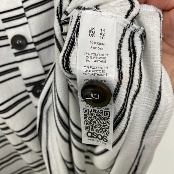 ASOS Maternity Women's Size 10 Striped Button Front Overall Romper Black White - Picture 5 of 6